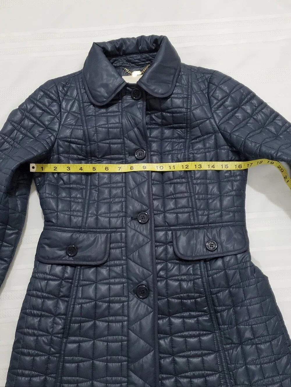 Kate Spade New York Water Resistant Quilted Coat Navy